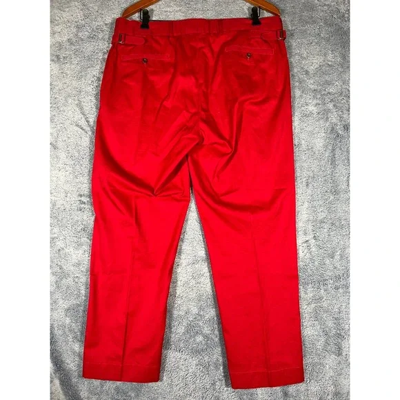 Polo Ralph Lauren Mens Red Chino Pants Side Buckle Adjusters 38x27.5 Cotton - Picture 6 of 16